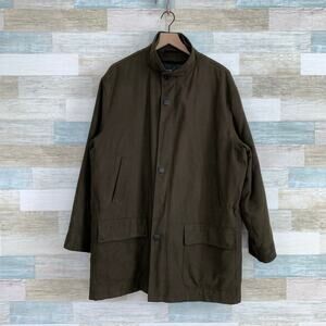 Jos A Bank Flannel Lined Overcoat Brown Faux Suede Field Casual Mens Large